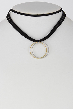 Multi Later Choker Necklace With Double Circle 6GCE6